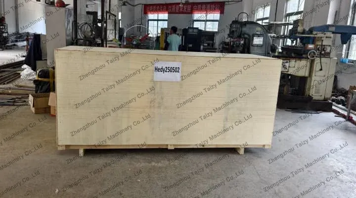 アルゼンチンに販売されたTz-450チャパティロティ製造機 5 配送用の木製ケースに入った小麦粉トルティーヤ製造機