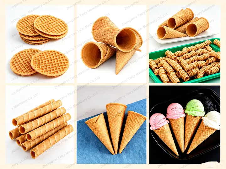 Finished products of ice cream cone wafer cone machine